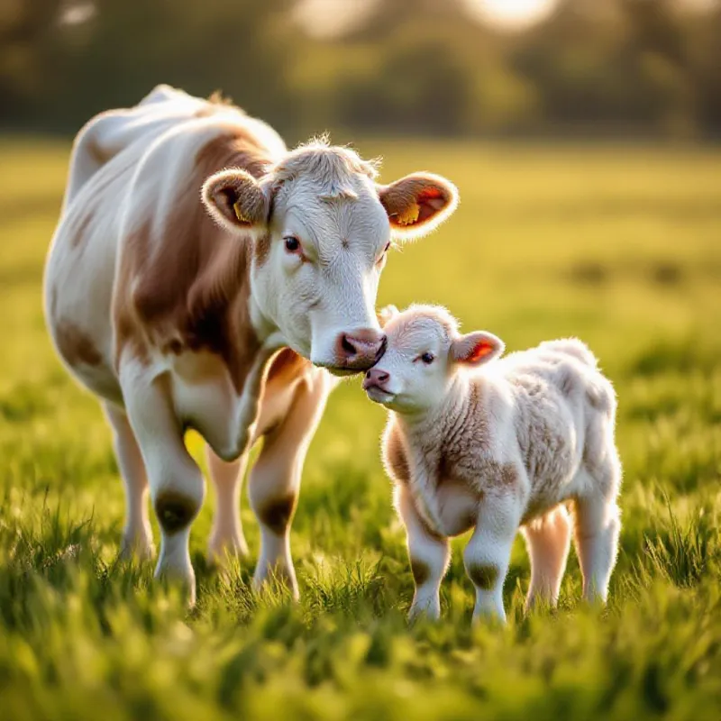 Vache charolaise avec son veau
