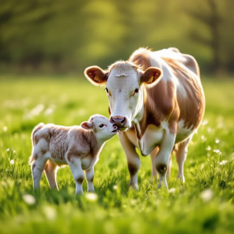 Veau charolais avec sa mère