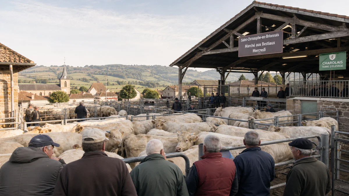 Marché aux bestiaux Saint-Christophe-en-Brionnais, que découvre-t-on le mercredi ?