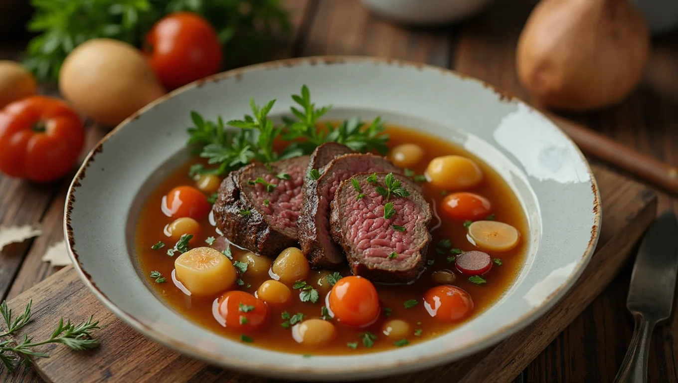 Bouillon de boeuf maison : recette riche et bienfaits