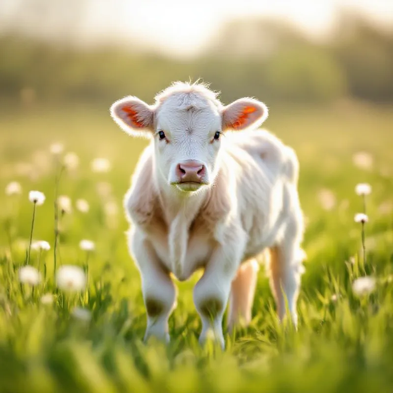 Charolais calf in spring
