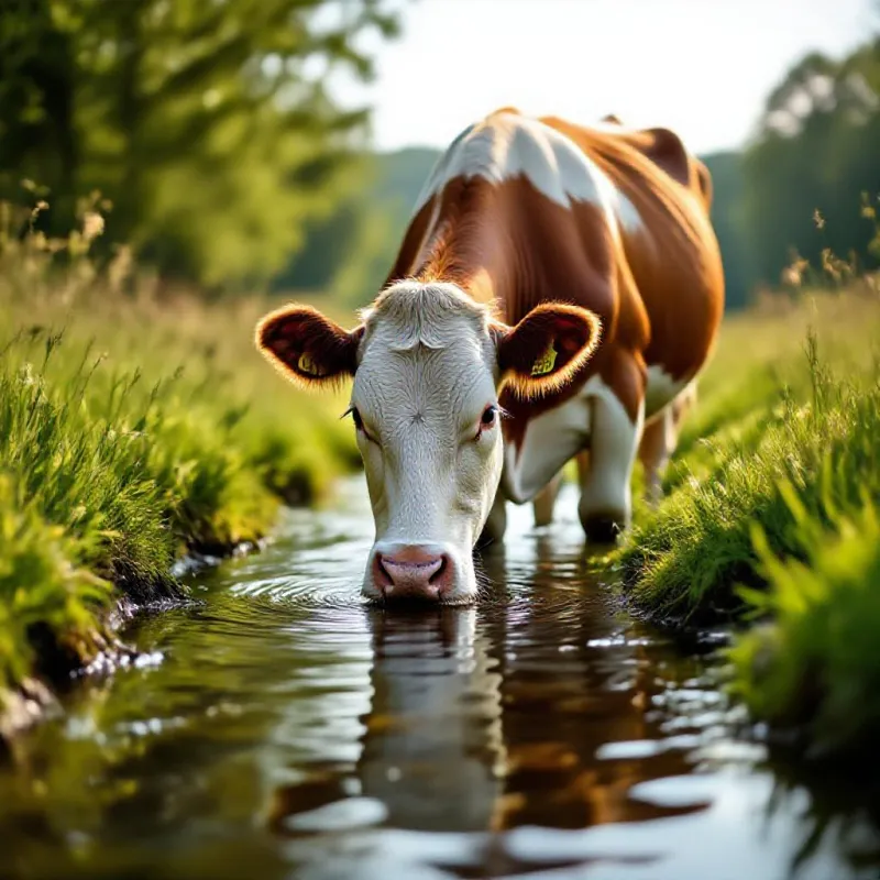 Vache buvant de l’eau