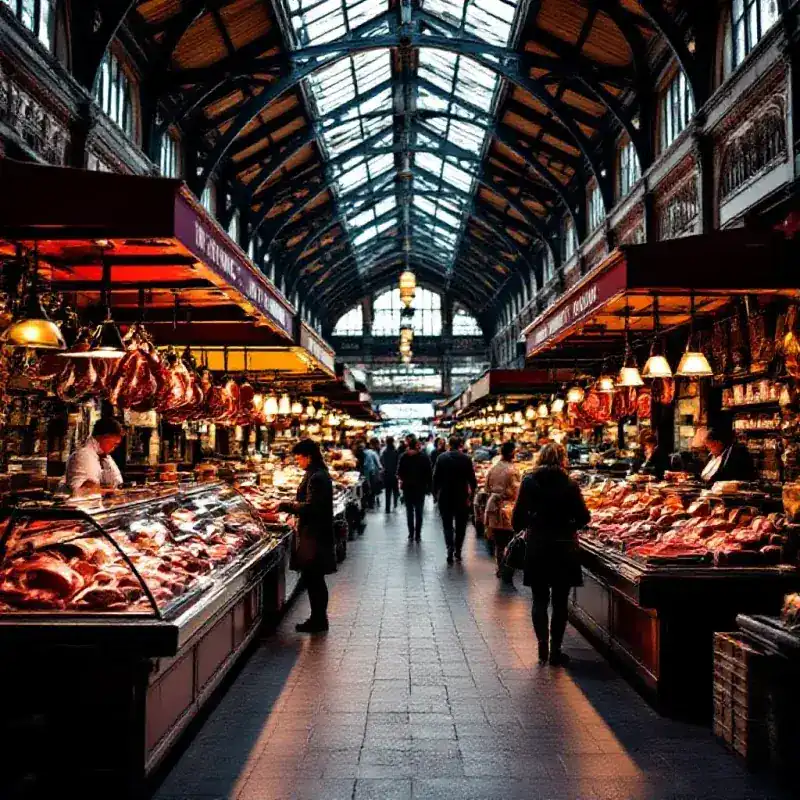 Étal de boucher au marché