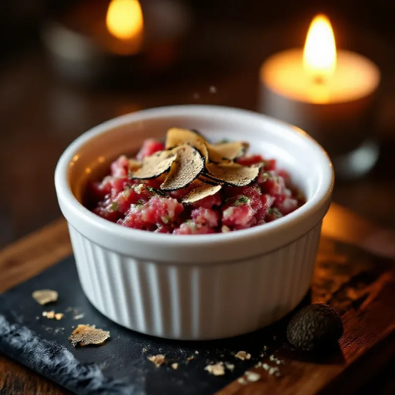 Tartare de bœuf charolais à la truffe noire et huile de truffe blanche