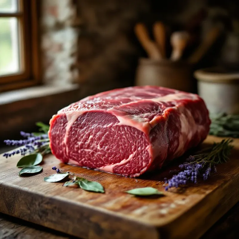 Viande de bœuf crue persillée